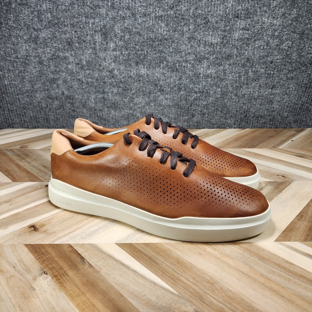 Cole Haan Men's 12 M GrandPrø Rally Laser Cut Sneakers - British Tan / Ivory